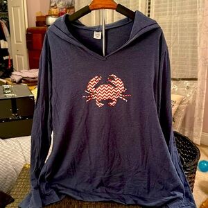 New Crab Hoodie.  3X.  T-shirt type hoodie.  Long sleeve.